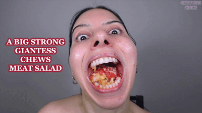 33888 - A BIG STRONG GIANTESS CHEWS MEAT SALAD (Video request)